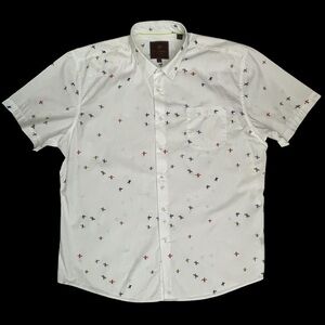 Tattersall London Camp Shirt Mens XXL 2XL White Short Sleeve Surfer Beach